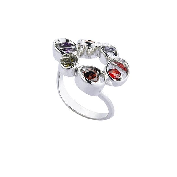Hypnose Collection Circular Five-Stone Silver Ring
