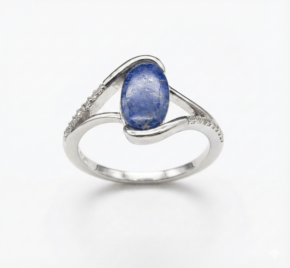 Lucky Gems Koleksiyonu Doğal Lapis Lazuli ve Zirkon Taşlı Gümüş Yüzük