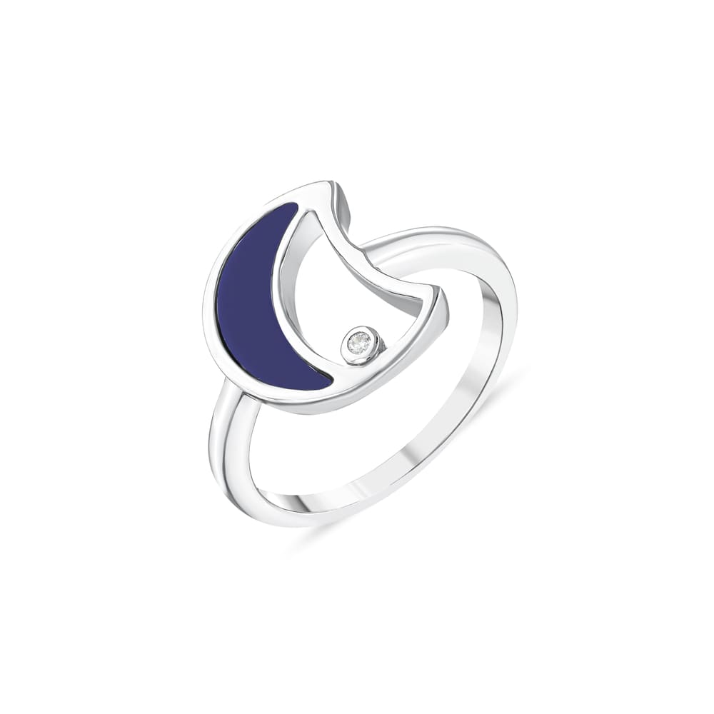 Lucky Gems Koleksiyonu Lapis Taşlı Hilal Figürlü Gümüş Yüzük