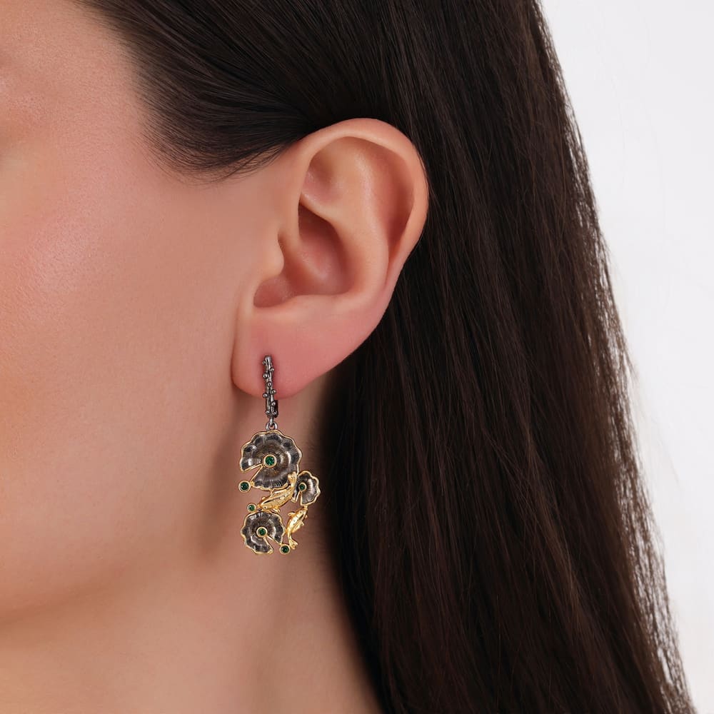 Kaleidoscope Koleksiyonu Çiçek Motifli Sallantılı Küpe