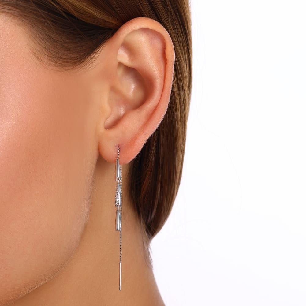 Gift Collection Chain Detail Long Dangle Earrings