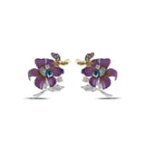 Fairy Tales Collection Purple Flower and Water Fairy Enamelled Silver Earrings 2