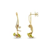 Fairy Tales Collection Green Fairy and Flower Figure Silver Earrings 1