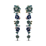 Primrose Collection Green Floral Design Enamel Silver Earrings 2
