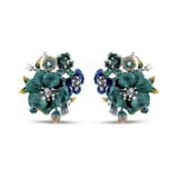 Primrose Collection Green Floral Design Enamelled Silver Earrings 2