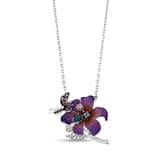 Fairy Tales Collection Purple Flower and Water Fairy Enamelled Silver Necklace 1