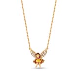 Fairy Tales Collection Pink-Yellow Dress Water Fairy Design Silver Necklace 1