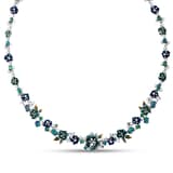 Primrose Collection Green Floral Design Enamel Silver Necklace 1
