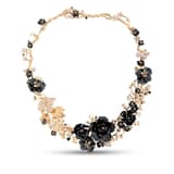 Primrose Collection Black Floral Design Enamel Sterling Silver Necklace 1