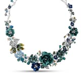 Primrose Collection Green-Blue Floral Design Enamel Choker Silver Necklace 2