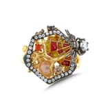 Spider Yellow Rhodium Plated Silver Ring 2