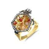 Spider Yellow Rhodium Plated Silver Ring 1