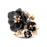 Primrose Collection Black Floral Design Enamel Silver Ring 2