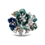 Серебряное кольцо Primrose Collection с трехмерным цветочным букетом и разноцветными камнями 2