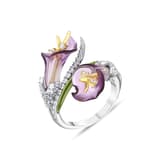 Primrose Tulips Koleksiyonu Çift Mor Lale Detaylı Yüzük 2