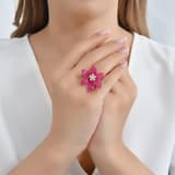 Eclat Pembe Çiçek Tasarımlı Rose Altın Renkli Gümüş Yüzük 3