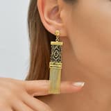 Серьги Silk Road с плетеными цепочками и бахромой, короткие, из позолоченного серебра 3