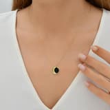 Lucky Gems Model-6 Oniks Taşlı Altın Renkli Gümüş Kolye 3