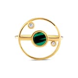 Lucky Gems Model-2 Malahit Taşlı Altın Renkli Gümüş Yüzük 2