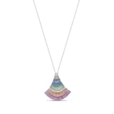Rainbow Koleksiyonu Renkli Taşlı Yelpaze Gümüş Kolye 2