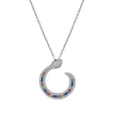 Rainbow Koleksiyonu Gökkuşağı Baget Taşlı Yılan Gümüş Kolye 2