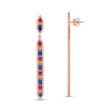 Серьги Rainbow Collection с багетной огранкой из серебра с покрытием из розового золота 1