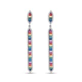 Rainbow Koleksiyonu Dizili Baget Kesim Gümüş Küpe 1
