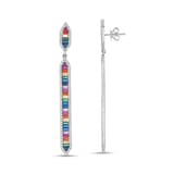 Rainbow Koleksiyonu Dizili Baget Kesim Gümüş Küpe 2