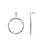 Rainbow Koleksiyonu Çok Renkli Baget Taşlı Modern Halka Gümüş Küpe 1