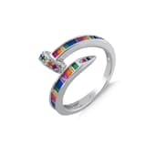 Rainbow Koleksşyonu Gökkuşağı Baget Taşlı Çivi Gümüş Yüzük 1