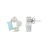 Lucky Gems Koleksiyonu Larimar ve Sedef Taşlı Gümüş Küpe 1