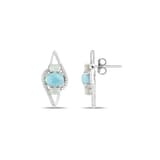 Lucky Gems Koleksiyonu Doğal Larimar ve Sedef Taşlı Gümüş Küpe 1