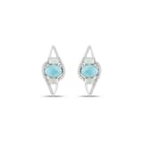 Lucky Gems Koleksiyonu Doğal Larimar ve Sedef Taşlı Gümüş Küpe 2