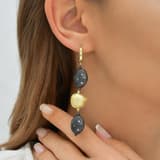 Clouds Collection Amorphous Black-Gold Color Silver Earrings 3