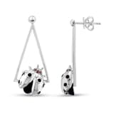 Ladybee Collection Ladybug and Triangle Frame Design Silver Earring 1