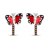 Monarch Butterfly Kırmızı Mineli Kelebek Figürlü Turuncu Taşlı Çivili Gümüş 2