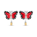 Monarch Butterfly Kırmızı Mineli Kelebek Figürlü Sarı Taşlı Sallantılı Gümü 2