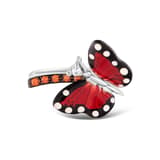 Monarch Butterfly Mineli Beyaz Benekli Kelebek Figürlü Gümüş Yüzük 2