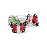 Monarch Butterfly Mineli Çoklu Kelebek ve Yeşil Taş Figürlü Gümüş Yüzük 2