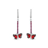Monarch Butterfly Kırmızı Mineli Kelebek Figürlü Pembe Taşlı Sallantılı Güm 2