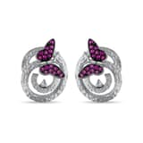 Monarch Butterfly Pembe Taşlı Kelebek Figürlü Gümüş Dokulu Küpe 2