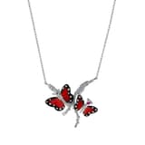 Серебряное украшение Monarch Butterfly с красной эмалью, двойными бабочками и дизайном ветки 1