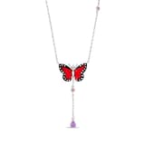 Monarch Butterfly Kırmızı Mineli Kelebek Figürlü Turuncu ve Mor Taşlı Gümüş 2
