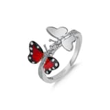 Monarch Butterfly Red Enamel and Silver-Tone Double Butterfly Figure Ring 1