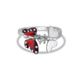 Monarch Butterfly Red Enamel and Silver-Tone Double Butterfly Figure Ring 2