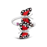 Monarch Butterfly Kırmızı ve Siyah Mineli İkili Kelebek Figürlü Pembe Taşlı 2