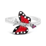 Monarch Butterfly Mineli Kelebek Figürlü Pembe Taşlı Gümüş Yüzük 2