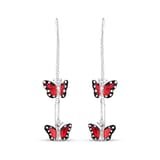 Серьги-цепочки Monarch Butterfly с двумя бабочками, красная эмаль 2
