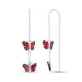 Серьги-цепочки Monarch Butterfly с двумя бабочками, красная эмаль 1