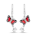 Monarch Butterfly Красные эмалированные серьги-подвески из серебра с двумя бабочками 2